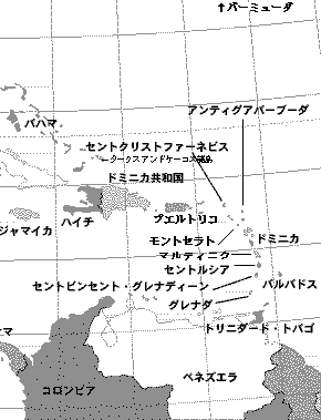 西インド諸島の地図の右半分です。