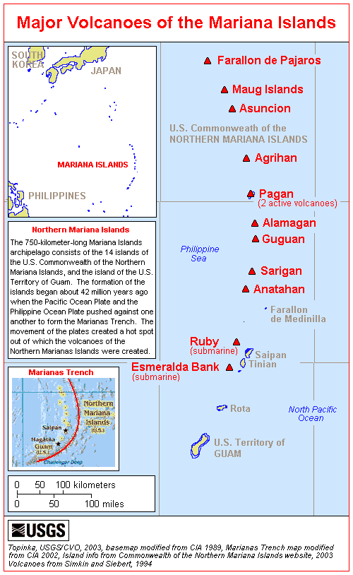 マリアナ諸島の地図。